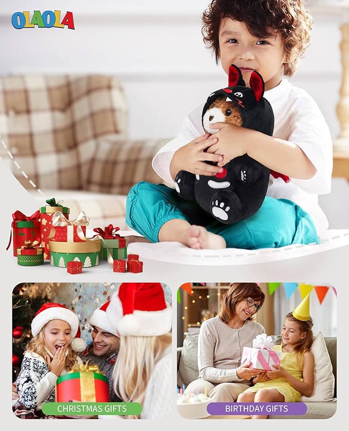 OLAOLA Halloween Bat Bear Plush 14.5 Inch Cute Bear Stuffed Animals Plush Toy Soft Doll Pillow for Kids Adults