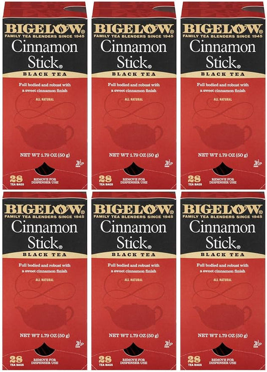 Bigelow Cinnamon Stick Black Tea Bags 28-Count Boxes (Pack of 6) Cinnamon Flavored Black Tea Naturally & Artificially Flavored