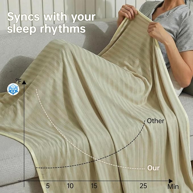 Guohaoi Cooling Blanket for Hot Sleepers and Night Sweats 60"x90" Full Size | Arc-Chill Q-Max >0.5 Cool Fiber,100% Oeko-Tex Certified Lightweight Summer Blanket for Travel/Outdoor Ultra Cold Breathable