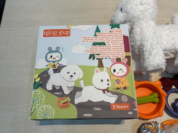 Electronic Dog Toy Pet with Leash, Remote Control Interactive Robot Dog, Dress Up Plush Puppy with Walking, Barking, Tongue Licking, Tail Wagging, Walking Puppy Toys for Age 3+ Kids