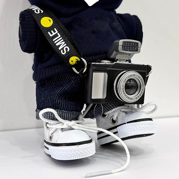 17cm Doll Clothes, Fashion 5 Piece 17cm Dolls Outfits Accessories Set with Hoodies, Jeans, Small Camera, Glasses, Canvas Shoes Clothes Set for Dolls