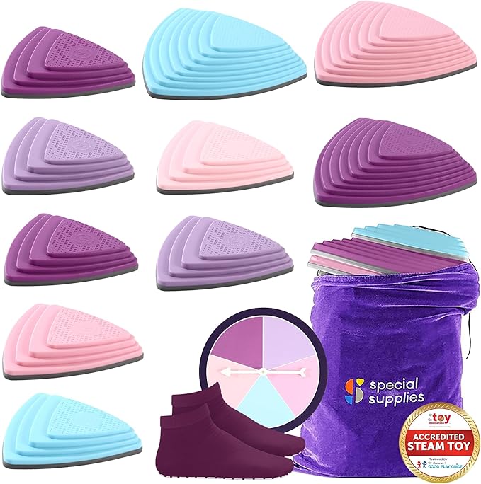 Special Supplies 10 Stepping Stones for Kids Indoor and Outdoor Balance Blocks Promote Coordination, Balance Strength Child Safe Rubber, Non-Slip Edging