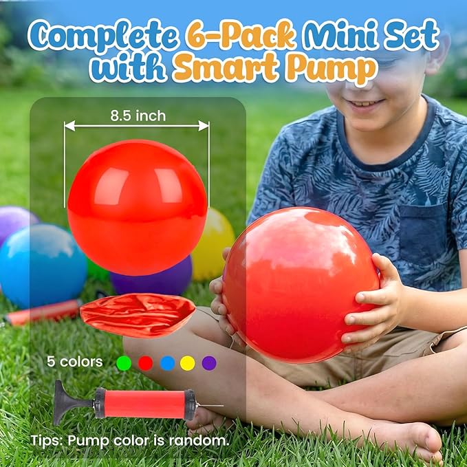 AMOR PRESENT 6PCS Playground Balls, 8.5 Inches Inflatable Rubber Kickball Dodgeballs for Kids and Toddlers, Inflatable Balls for Indoor and Outdoor Games, Goodie Bags Stuffers, Dog Toys