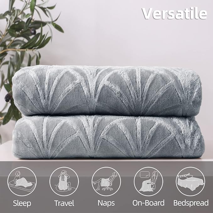 Whale Flotilla Soft Flannel Fleece King Size Bed Blanket, Silver Grey | Cozy Lightweight Breathable Coverlet, Plush Fluffy Bedspread, Vintage Pattern Decorative Blanket for Bed All Season, 90"x104"