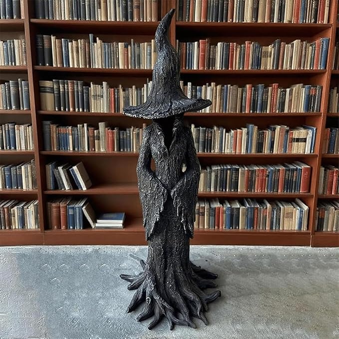 Cracker Barrel Tree Witch Statue – Halloween Resin Figurine | Retro Magician Decor | Dark Fantasy Ornament | Nib Festival Collectible (Witch 8in)