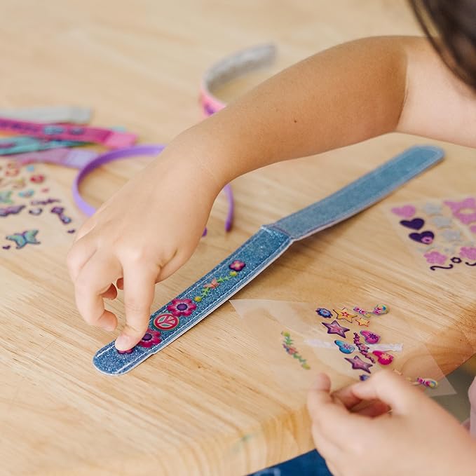Melissa & Doug Design-Your-Own Jewelry-Making Kits - Bangles, Headbands, and Bracelets DIY Jewelry, Decorate with Stickers, Bracelet and Headband Crafting Set for Kids Ages 4+