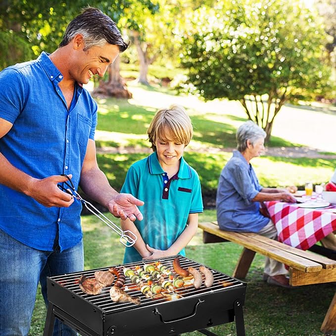 Folding Portable Barbecue Charcoal Grill, Barbecue Desk Tabletop Outdoor Stainless Steel Smoker BBQ for Outdoor Cooking Camping Picnics Beach (M1)