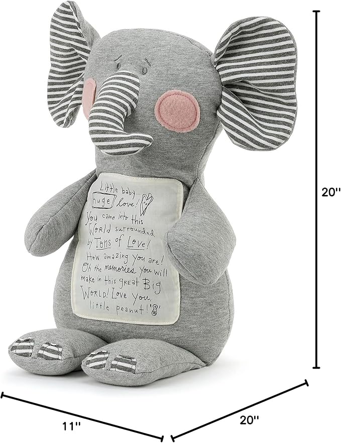 DEMDACO Tons of Love Elephant Grey Stripe 20 inch Polyester Plush Fabric Figure Toy