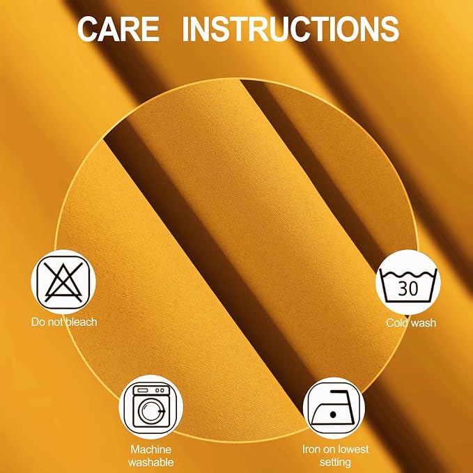 LEMOMO Blackout Curtains 52 x 120 Inch Long Yellow Curtains Set of 2 Panels Room Darkening Curtains for Bedroom and Living Room