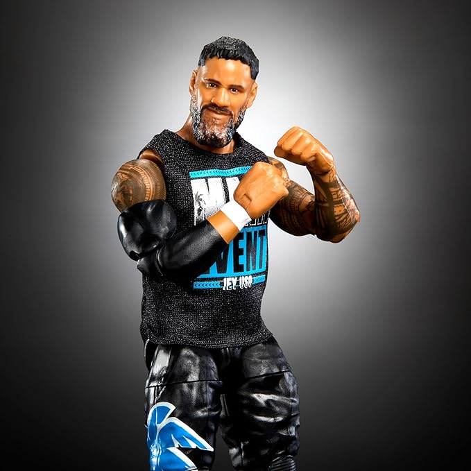 Mattel WWE Top Picks Elite Action Figure & Accessories Set, Jey USO 6-inch Collectible with Swappable Hands, Ring Gear & 25 Articulation Points