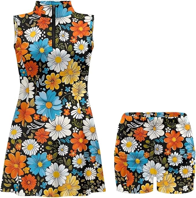 Golf Dress Tennis Dresses for Women with Built in Shorts and Pockets Sleeveless Athletic Dress Workout Dress