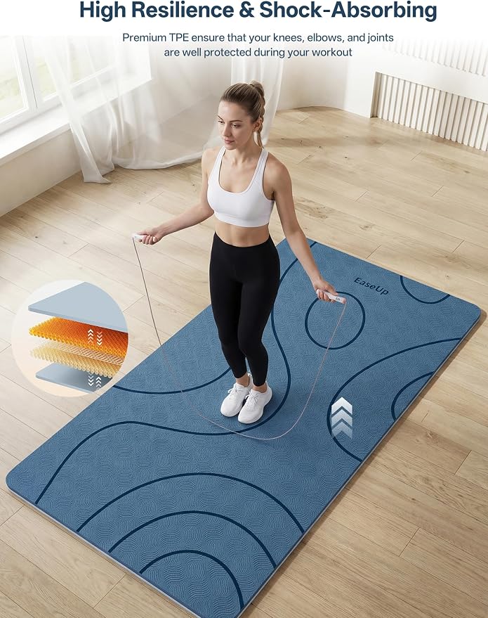 EaseUp Large yoga mat,73’x35.5’x0.4’,extra thick and wide,10mm pilates mat,non-slip exercise mat,workout mats for home gym