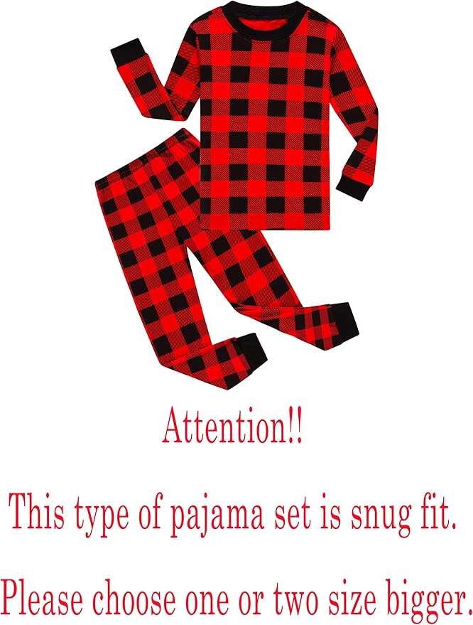 Family Feeling Kids & Toddler Girls Boys Pajamas 2 Piece Pjs Set 100% Cotton Sleepwear
