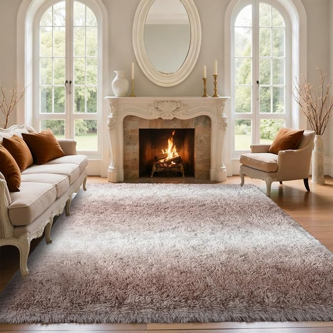 5x7 Ft Area Rugs for Living Room,Ultra Soft Plush Fluffy Shaggy Bedroom Rugs Non-Slip, Carpet for Nursery Kids PlayRoom Dorm Office Indoor(Beige)