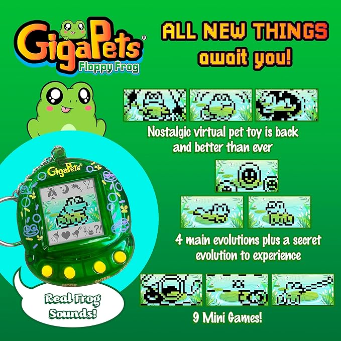 Giga Pet Floppy Frog Toy for Ages 5 and Above, 90s Throwback Collector’s Edition, Animal Care Through Play