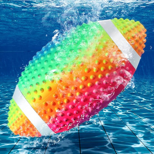 Hiboom Pool Football for Swimming Pool, Waterproof Water Football for Underwater Passing, Dribbling, Pools Toys Ball with Water Filling, Diving Games for Teens Adults(Rainbow Color)