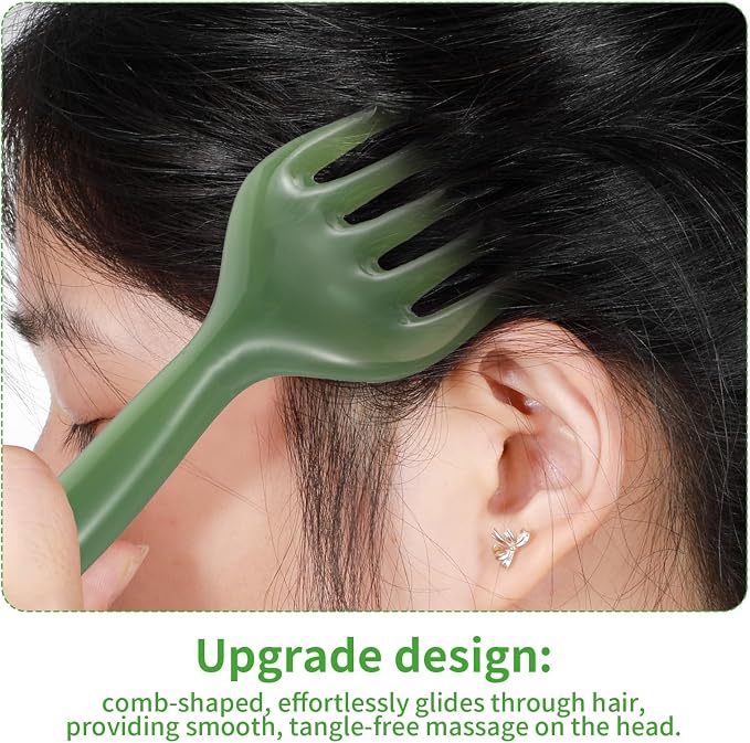 WY LIGHTING LEVEL 2Pcs Head Massager Manual Hair Scalp Massager Gua Sha Five Claw Massage Tool Comb Portable Handheld Resin Relax Tool for Father's Day Mother's Day Gifts (Green)
