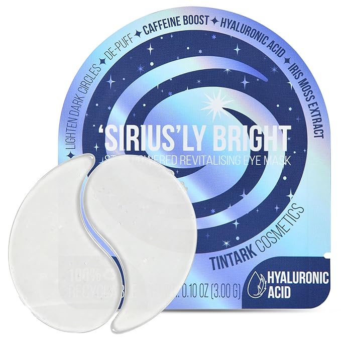 Tintark SIRIUSLY BRIGHT Under Eye Patches 28 Pairs, 15-Min Revitalizing Eye Masks with Caffeine Hyaluronic Acid Iris Moss to Reduce Dark Circles and Puffiness, Brightening & Depuffing Gifts for Women