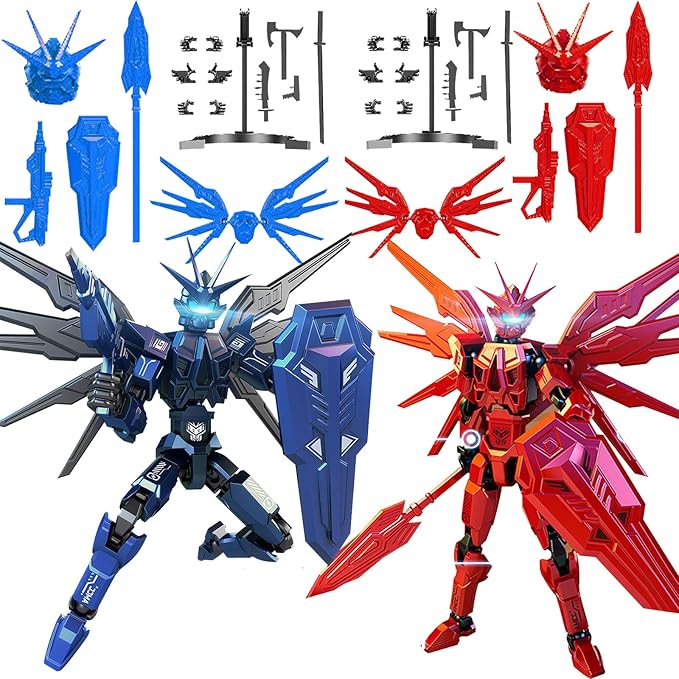 Already Assembled T13 Action Figure 2Pack Sets, 3D Printed Multi-Jointed Movable,Desktop Decorative Toy,Nova 13 Action Figure for Collectors Desktop Decorations (Blue Red)