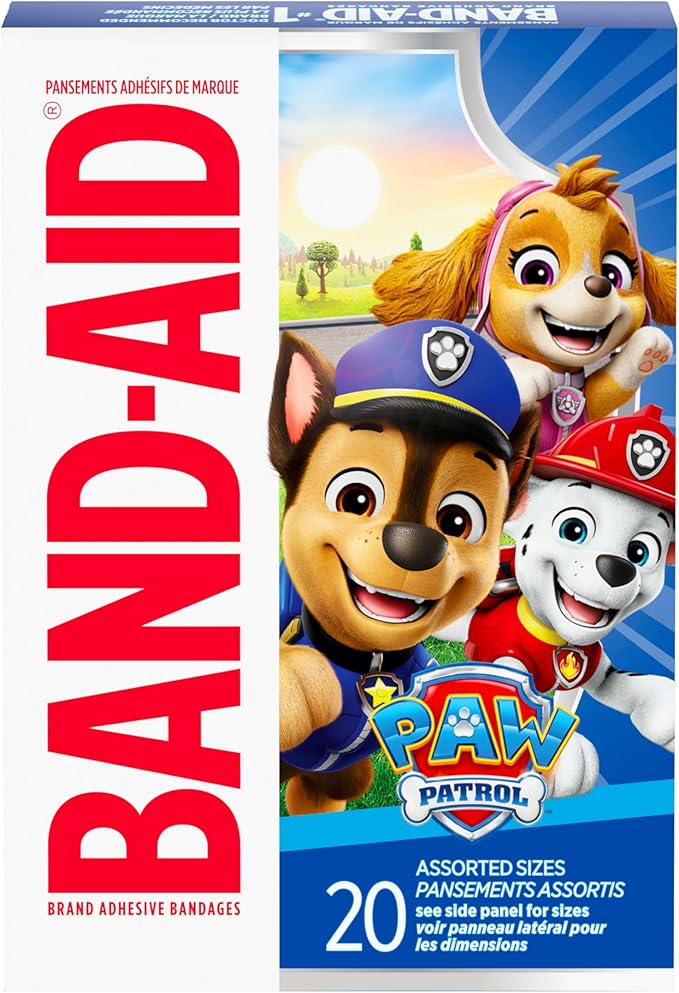 Band-Aid Brand Sterile Adhesive Individually Wrapped Bandages for Kids Featuring Nickelodeon Paw Patrol Characters, First Aid & Wound Care of Minor Cuts & Scrapes, Assorted Sizes 20 ct