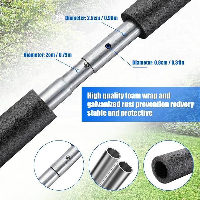 TOBWOLF Trampoline Poles Replacement, Universal Trampoline Replacement Enclosure Poles with Safety Foam Sleeves, Fits 12-16FT Trampolines
