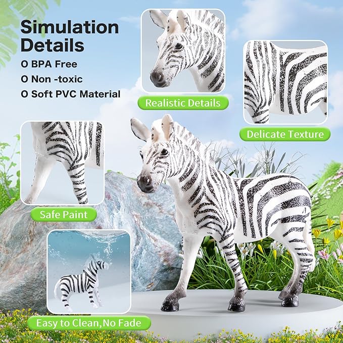 Safari Animals Playset, 41Pcs Jungle Zoo Animal Toys for Toddlers 1-3/Kids 3-5 - Light-Up Sound Lion Basket, Non-Toxic Educational Figurines, Ideal Birthday for Boys & Girls