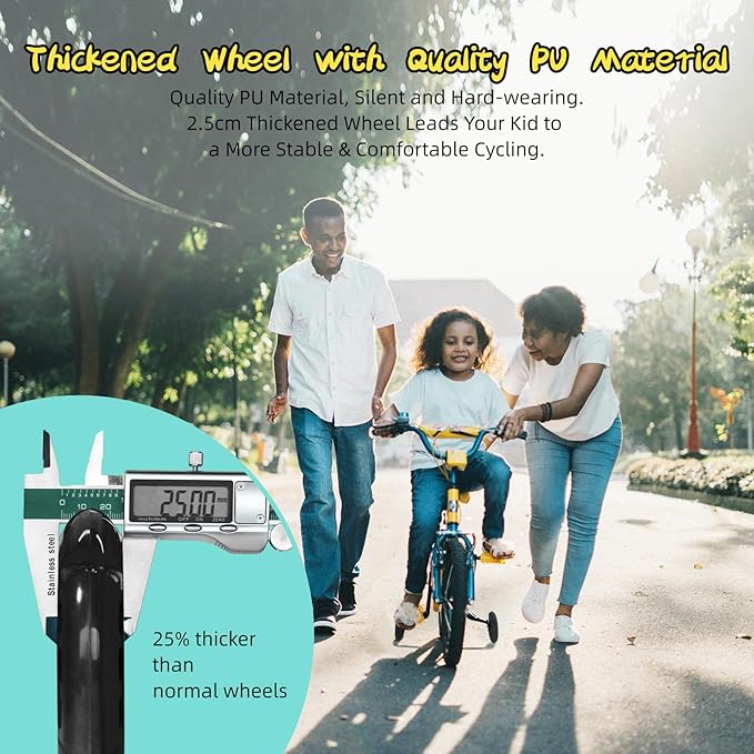 PRUNUS Flash BIKE Training Wheels for 12 14 16 18 20 Inch.Training Wheels for Kids Bike is Heavy Duty.Bicycle Training Wheel is Suitable Single Speed Bike