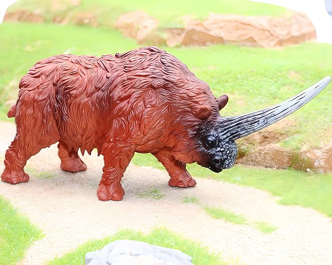 Gemini&Genius Ancient Rhino Action Figure Toy, Rhinoceros Toy Figurine Wild Animal Toy, Elasmotherium Animal Toy for Kids (Woolly Rhinoceros)