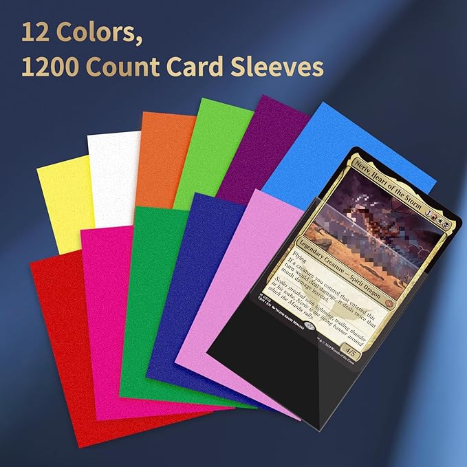 MEQHUO 1200 Count Card Sleeves, 12 Colors 66X91mm Perfect Fit MTG Card Sleeves, TCG Sleeves, Soft Trading Card Sleeves, Card Protector Sleeves for Sports, Baseball, Football, Collectible Cards