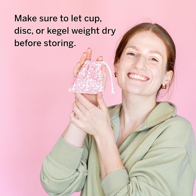 Pixie Menstrual Cup Storage Bag Case - 100% Organic Cotton Reusable Holder for Period Cups, Discs, and Kegel Balls - Store After Using Sterilizer or Wash - Container to Keep Menstrual Cup Cleaner