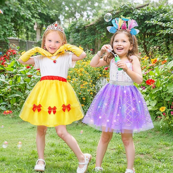 Kids Dress Up Clothes for Little Girls, Toddler Dress Up Costumes Tutu Princess Cape Crown Glove, Wing, Headband Pretend Play Princess Toys Gift for Girls 3 4 5 6