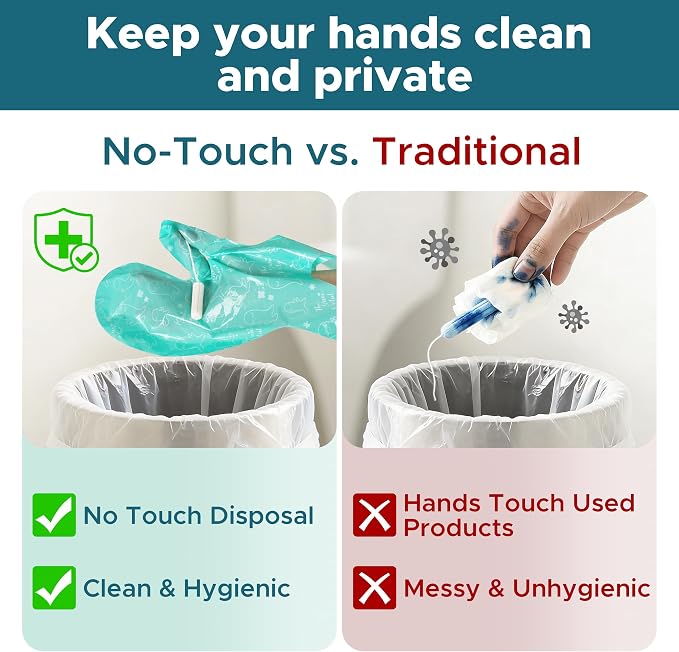 Sunlit No-Touch Feminine Hygiene Disposal Bags, Hygienic Odor-Reducing and Discreet Solution for Tampons Pads Liners and More, Size L - 2 Pack, 40 Count
