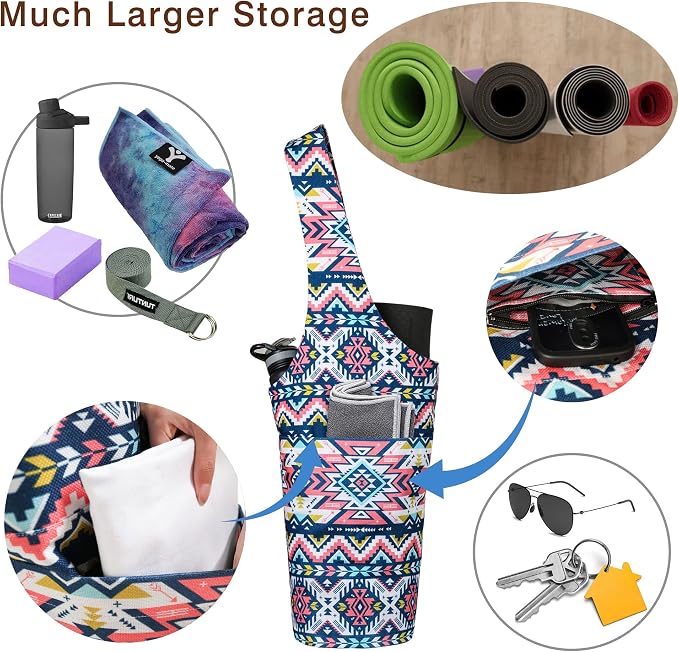 Yoga Mat Bag - Long Tote with Pockets - Holds More Yoga Accessories - Yoga Bag Fit Most Size Mats - Yoga Mat Carrier