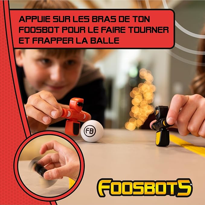 Fat Brain Toys Foosbots On The Go Tabletop Trickshot Game, 2 Player Soccer Toys, Games for Kids Ages 6+
