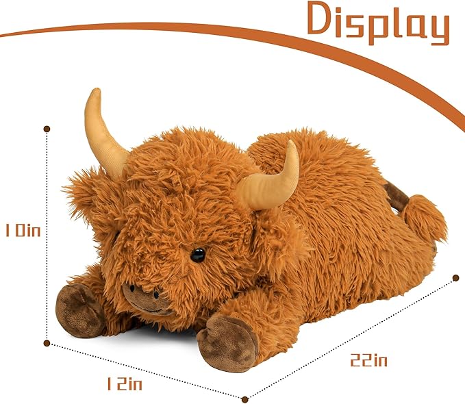 5lbs Highland Cow Weighted Stuffed Animals, 22in Giant Highland Cow Gift Plush Toy,Adorable Stuffed Animal for Kids and Adults Highland Cattle Plushie Pillow Decor