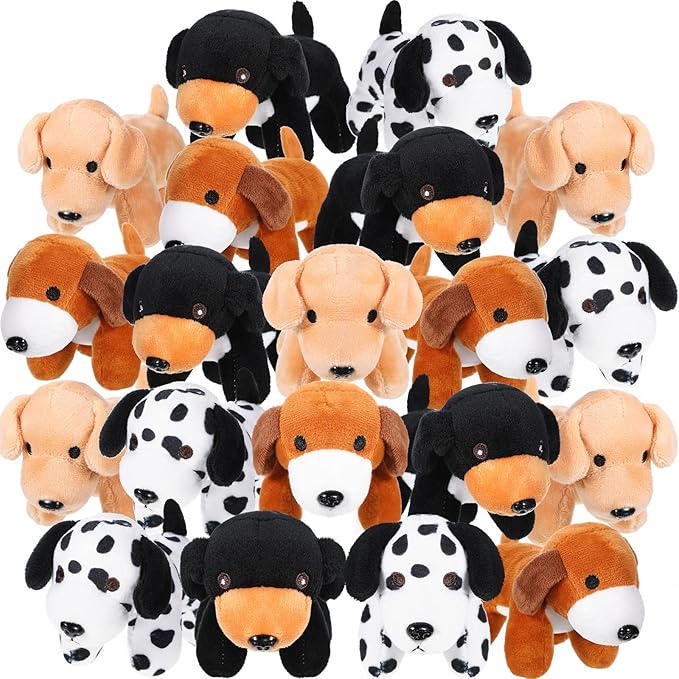 Sosation 20 Pcs Mini Stuffed Animal Dog Bulk Adopt a Puppy Favors Soft Puppy Gift Party for Kids Graduation Birthday Party Charity Donation Classroom Goodie Stuffer (Lively Style,Vivid Color)