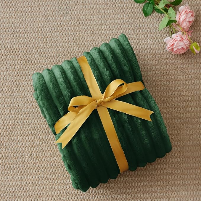 BEDELITE Striped Fleece Throw Blanket, Forest Green, 50"x60" | 300GSM Microfiber Fleece, Soft Cozy, Lightweight Warm, Double-Sided Plush, Machine Washable, Gift, Room Decor, for Couch Sofa