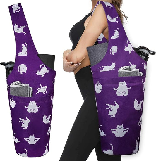 Yoga Mat Bag - Long Tote with Pockets - Holds More Yoga Accessories - Yoga Bag Fit Most Size Mats - Yoga Mat Carrier