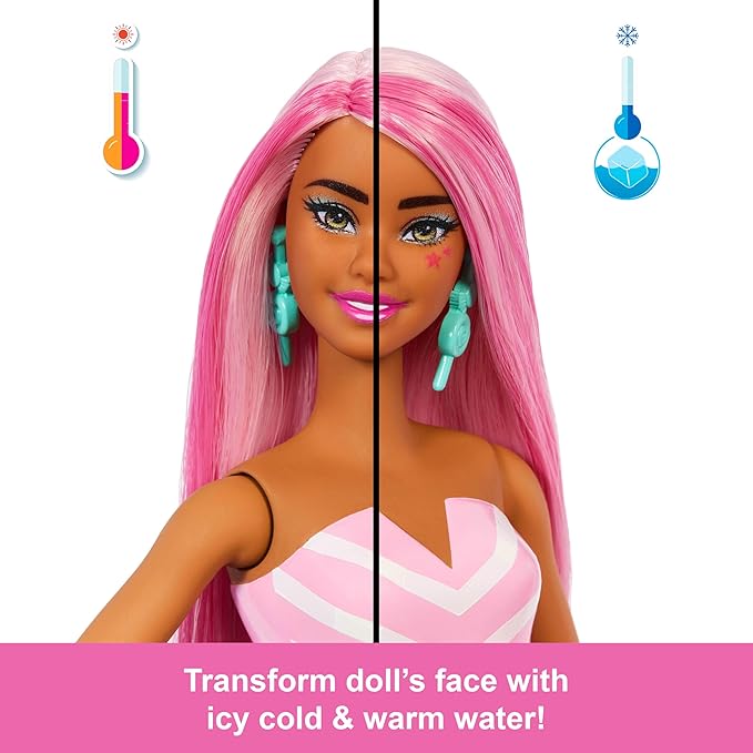 Barbie Pop Reveal Series Fashion Doll & Accessories Set, Treat Series, Sweet Swirl Theme with Pet, 8 Surprises Include Color Change