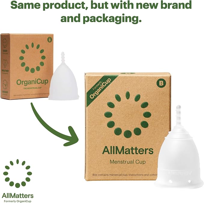 OrganiCup Menstrual Cup by AllMatters - Size B - Superior to Pads & Tampons - Voted Best Menstrual Cup by Reviewed - Made in Germany - Soft and Flexible