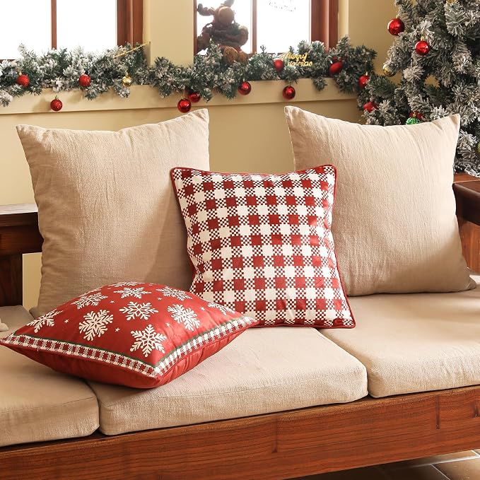Designer Chrismas Velvet Throw Pillow Cover,18"x18"-Carol C | Vintage Square Pillow Cover,Concealed Zipper Design,Pinecones Pattern,Sofas,Bedroom,Living Room,Lounge Chairs,Decor