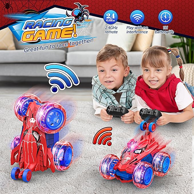 Remote Control Car RC Cars Toys for Boys Ages 4-12,Cool Rechargeable Stunt RC Car with 360 Flips 4WD Wheel Lights,Fun Outdoor Toys for Kids Birthday Gifts Chritmas 4 5 6 7 8 9 10 11 12 Year Old