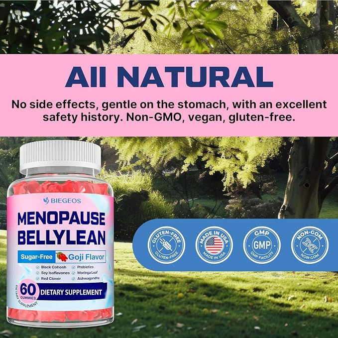 Menopause Supplements for Women Gummies, 16-in-1 Probiotic, Black Cohosh & Ashwagandha for Menopause Relief, Hot Flashes, Hormone Harmony, Mood Swings, Belly Burner* & Gut, Sugar-Free - 60 Gummies