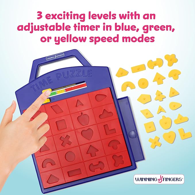 Winning Fingers Shape Toy Puzzle Game – Pop Up Board Game with Shape Puzzles - Two Players Concentration Games Puzzle Board Matching Game - Educational Toy for Kids 3 Years and Older