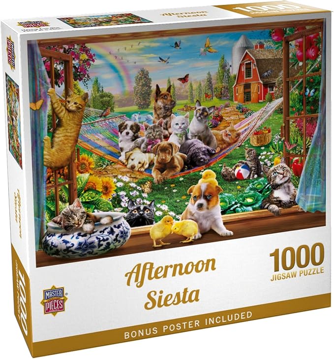 Masterpieces Jigsaw Puzzle 1000 Pieces for Adults - Afternoon Siesta - 19.25"x26.63" - Puzzles for Adults 1000 Pieces