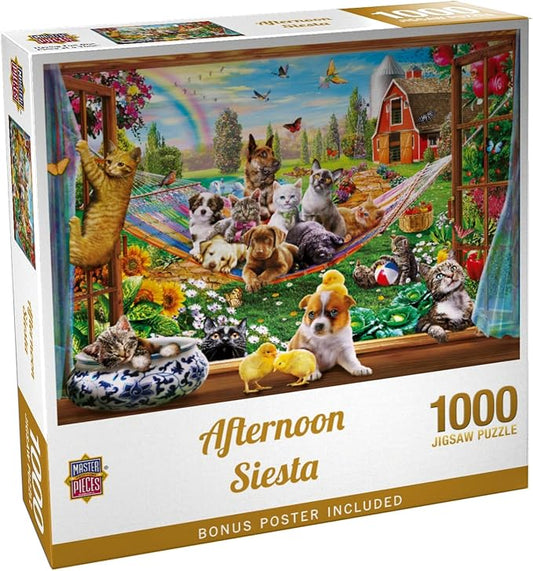 Masterpieces Jigsaw Puzzle 1000 Pieces for Adults - Afternoon Siesta - 19.25"x26.63" - Puzzles for Adults 1000 Pieces