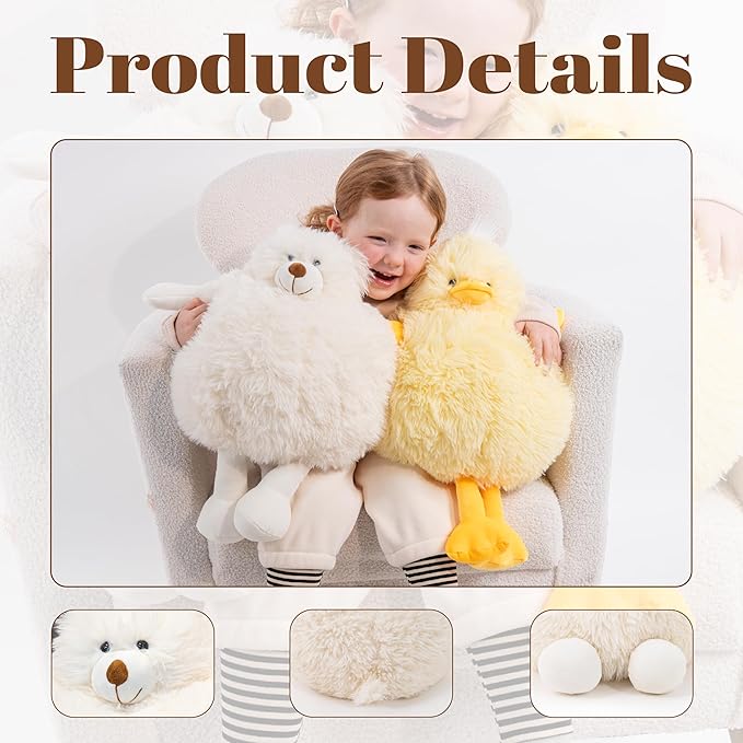 Weighted Stuffed Animals Bear - 20 Inch - 3.3 lb - White Polar Bear Stuffed Animals - White Stuffed Bear - Weighted Throw Pillow - Gift for Adults and Kids