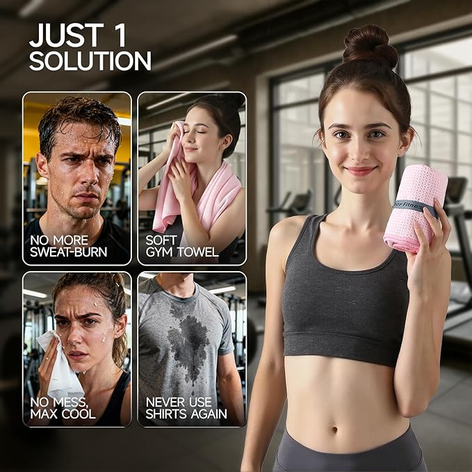 REDKISS 4 Pack Microfiber Gym Towels, Quick-Dry Sweat Towels for Workout, Yoga & Running, Soft Breathable, 39" x 16"