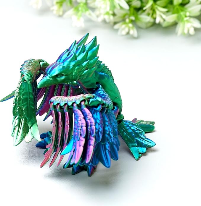 3D Printed Phoenix Model,Flexible Realistic Articulated Animal Fidget Toys,Mystery Figurines Gifts for Easter,Executive Desk Funny Décor and Festival Collectible,Easter Basket Stuffers (RGB)