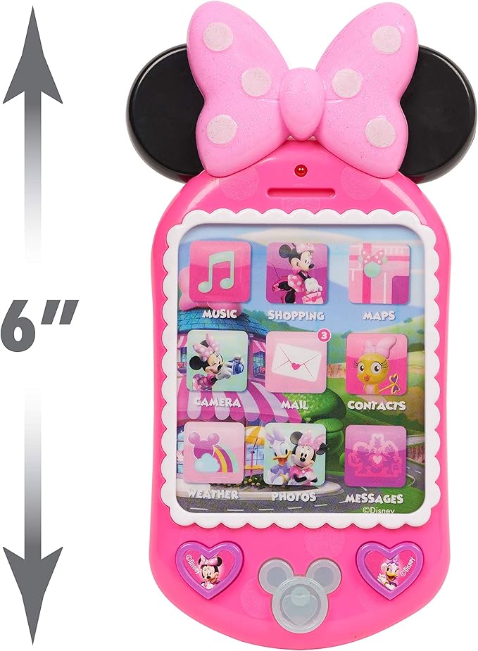 Disney Junior Minnie Bow-Tique Why Hello Pretend Play Cell Phone, Lights and Sounds, Batteries Included, Kids Toys for Ages 3 Up by Just Play